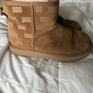 UGG Brown Logo Suede Boots